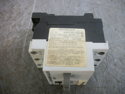 SIEMENS MANUAL MOTOR STARTER MSP10N 6.3-10AMP