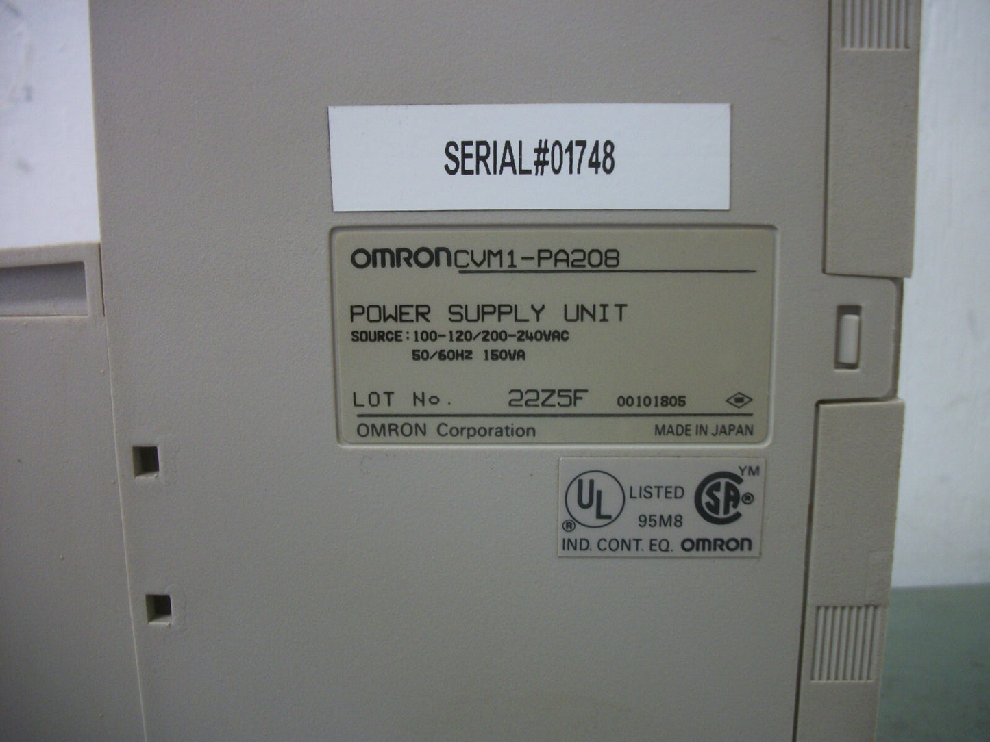 OMRON PLC POWER SUPPLY UNIT CVM1-PA208 100-120/200-240VAC 150VA