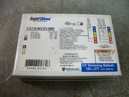 UNIVERSAL SUPERDIM TRIAD CF DIMMING BALLAST C213UNVSV3ME 120-277VOLT NOB