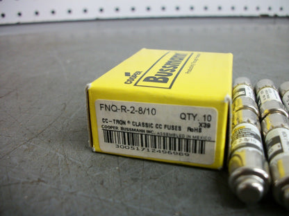 BUSSMANN BOX OF 6 CC-TRON FUSES FNQ-R-2-8/10 2-8/10AMP 600VOLT NIB