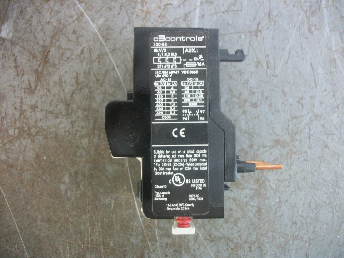 C3 CONTROLS THERMAL OVERLOAD RELAY 320-B2D18 1.2-1.8AMP