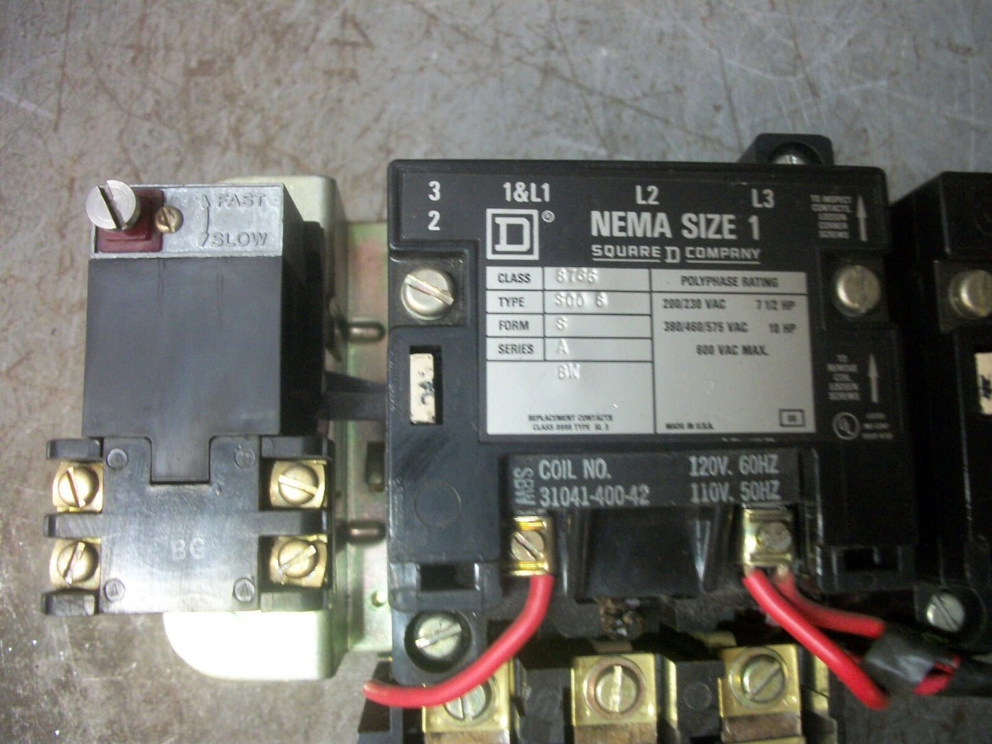 SQUARE D SIZE 1 REV MOTOR STARTER 8736SCO6 120VCOIL 3PH 600V 10HP