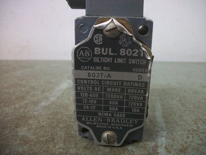 ALLEN-BRADLEY OILTIGHT LIMIT SWITCH 802T-A