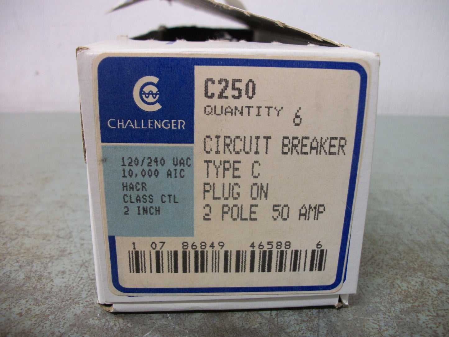 CHALLENGER TYPE C CIRCUIT BREAKER C250 50AMP 240VOLT 2POLE NOB