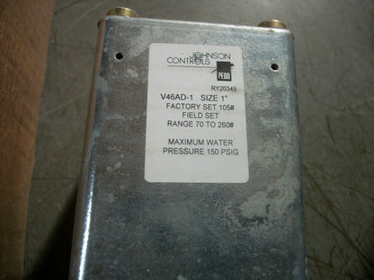 JOHNSON CONTROLS 1" WATER VALVE V46AD-1E 70-260PSI NIB