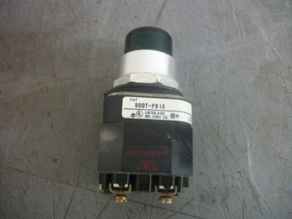 ALLEN-BRADLEY GREEN ILLUMINATED MOMENTARY PUSHBUTTON 800T-PB16 120VOLT