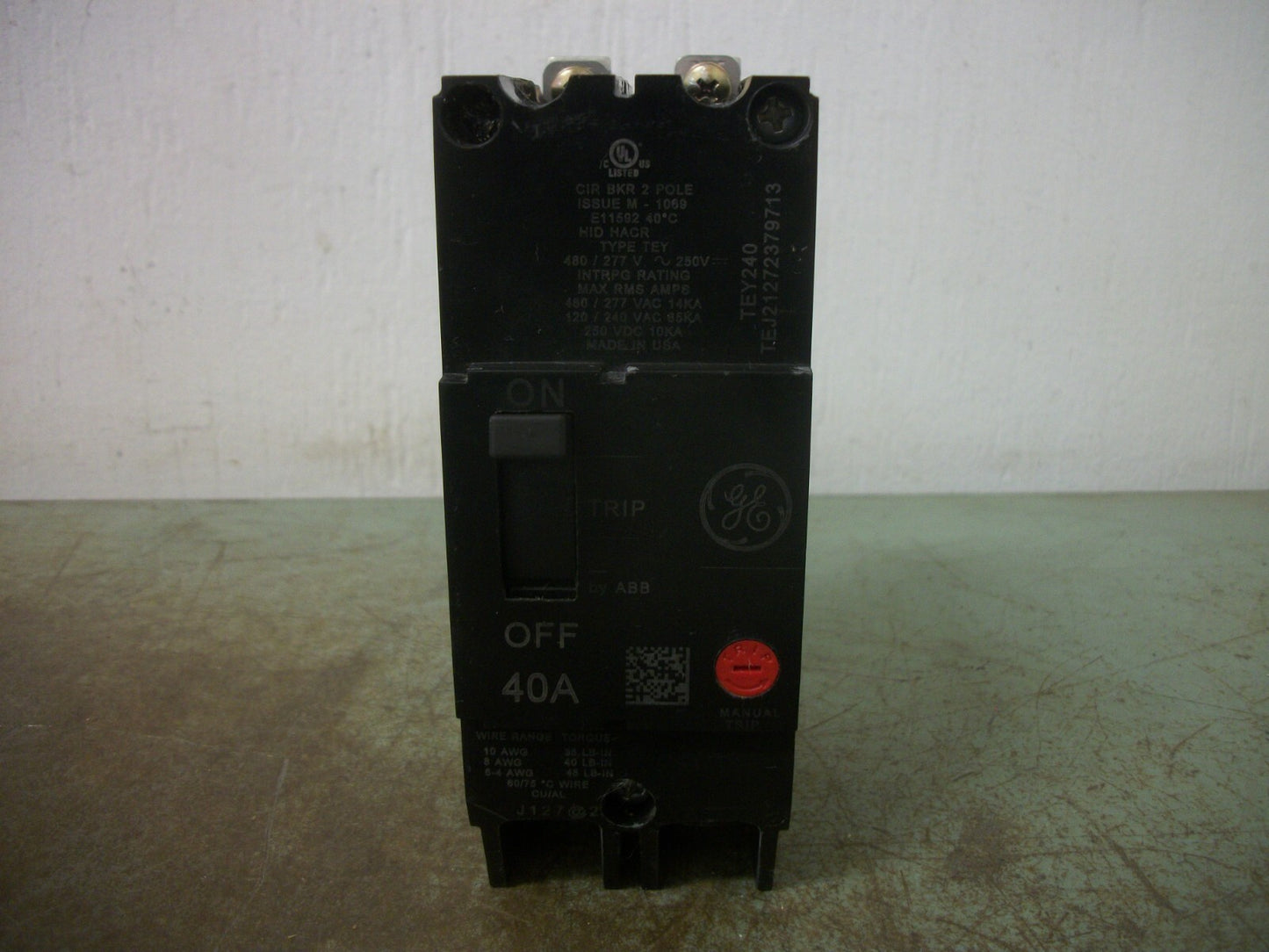 GE TEY CIRCUIT BREAKER TEY240 40AMP 480VOLT 2POLE