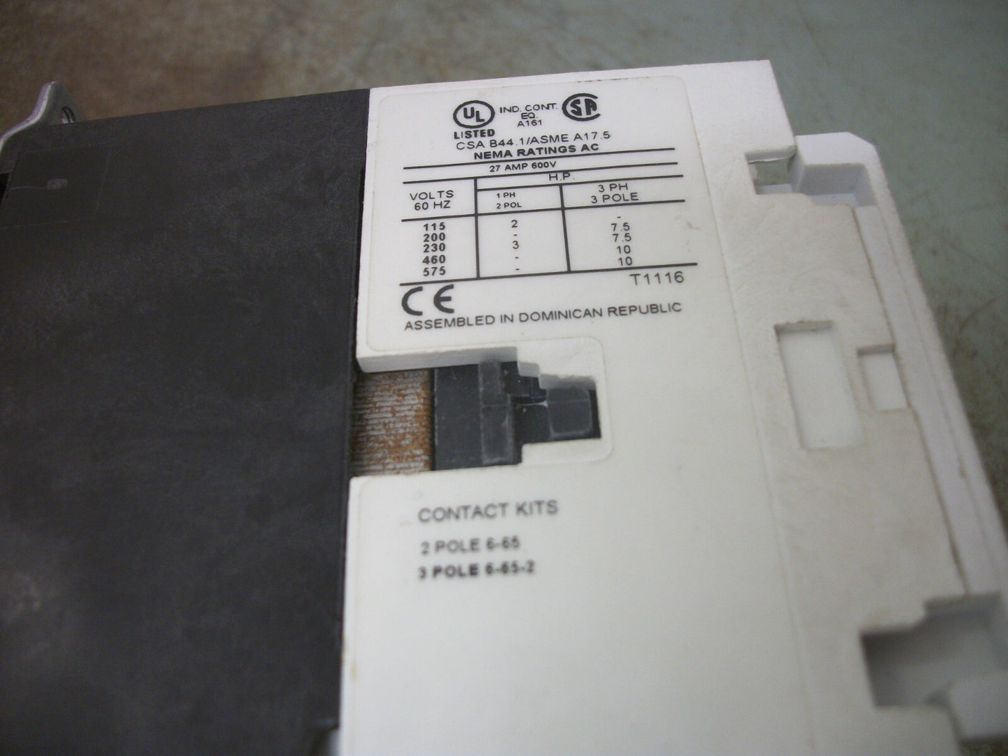 CUTLER-HAMMER SIZE 1 MOTOR STARTER AN16DN0 27AMP 120VCOIL 3PH 600V 10HP