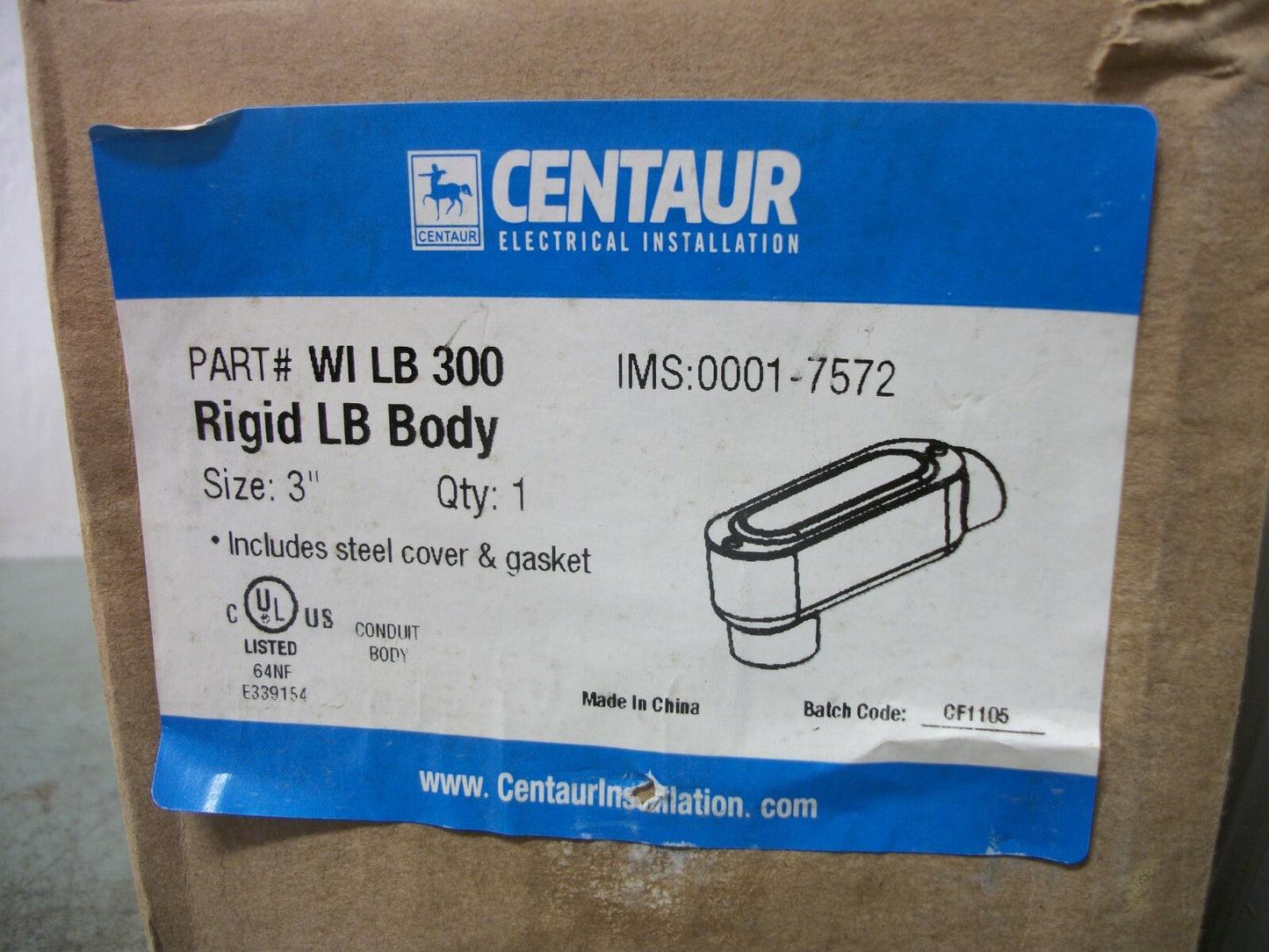 CENTAUR 3" RIGID LB BODY CONDUIT FITTING WI LB 300 NIB