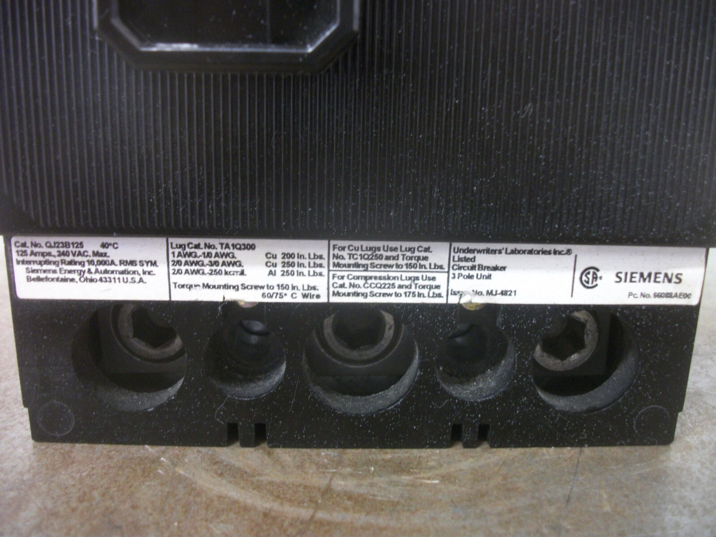 SIEMENS QJ CIRCUIT BREAKER QJ23B125 125AMP 240VOLT 3POLE