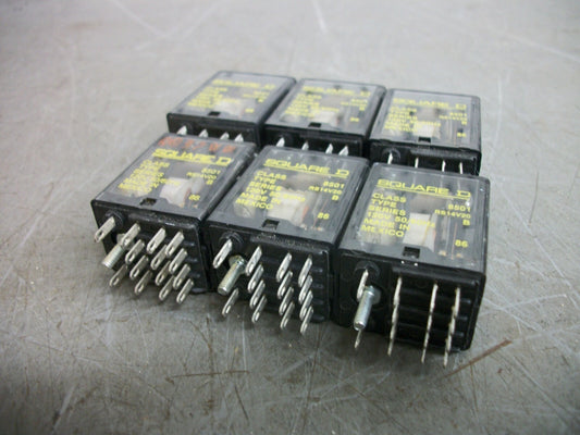SQUARE D LOT OF 6 4PDT MINI GP RELAYS SERIES B 8501RS14V20 120VCOIL 5AMP