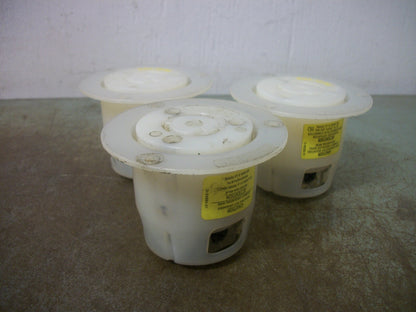 HUBBELL LOT OF 3 FLANGED TWIST-LOCK RECEPTACLES HBL2316 20A 125V 2P 3W GRND