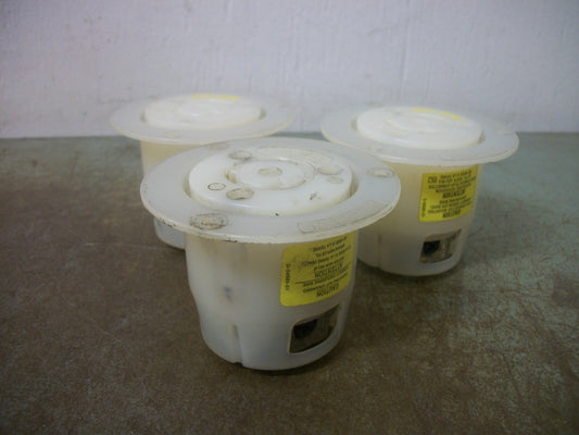 HUBBELL LOT OF 3 FLANGED TWIST-LOCK RECEPTACLES HBL2316 20A 125V 2P 3W GRND