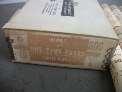 GOULD SHAWMUT BOX OF 10 ONE-TIME FUSES OTS6 6AMP 600VOLT NIB
