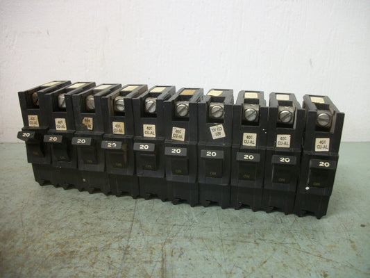 FEDERAL PACIFIC LOT OF 10 NB CIRCUIT BREAKERS NB120 20AMP 240VOLT 1POLE