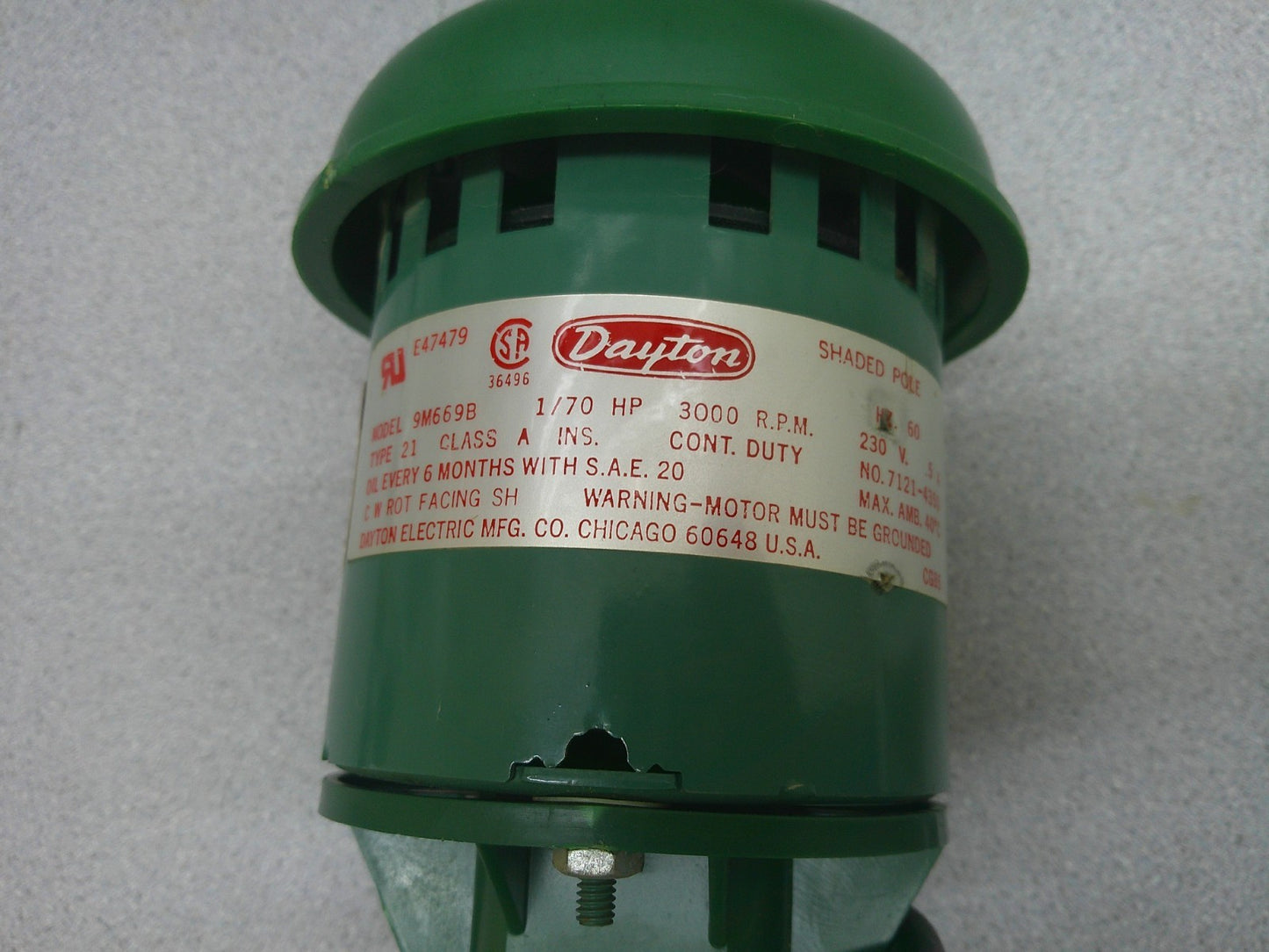 TEEL 1/70HP RECIRCULATING PUMP 1P632B DAYTON 9M669B AC MOTOR 230VOLT 3000RPM