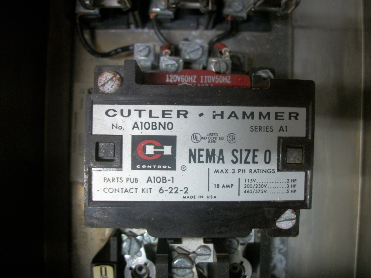 CUTLER-HAMMER STARTER COMBO SIZE 0 SS TYPE 4 A10BN0 120VCOIL 30AMP FUSIBLE