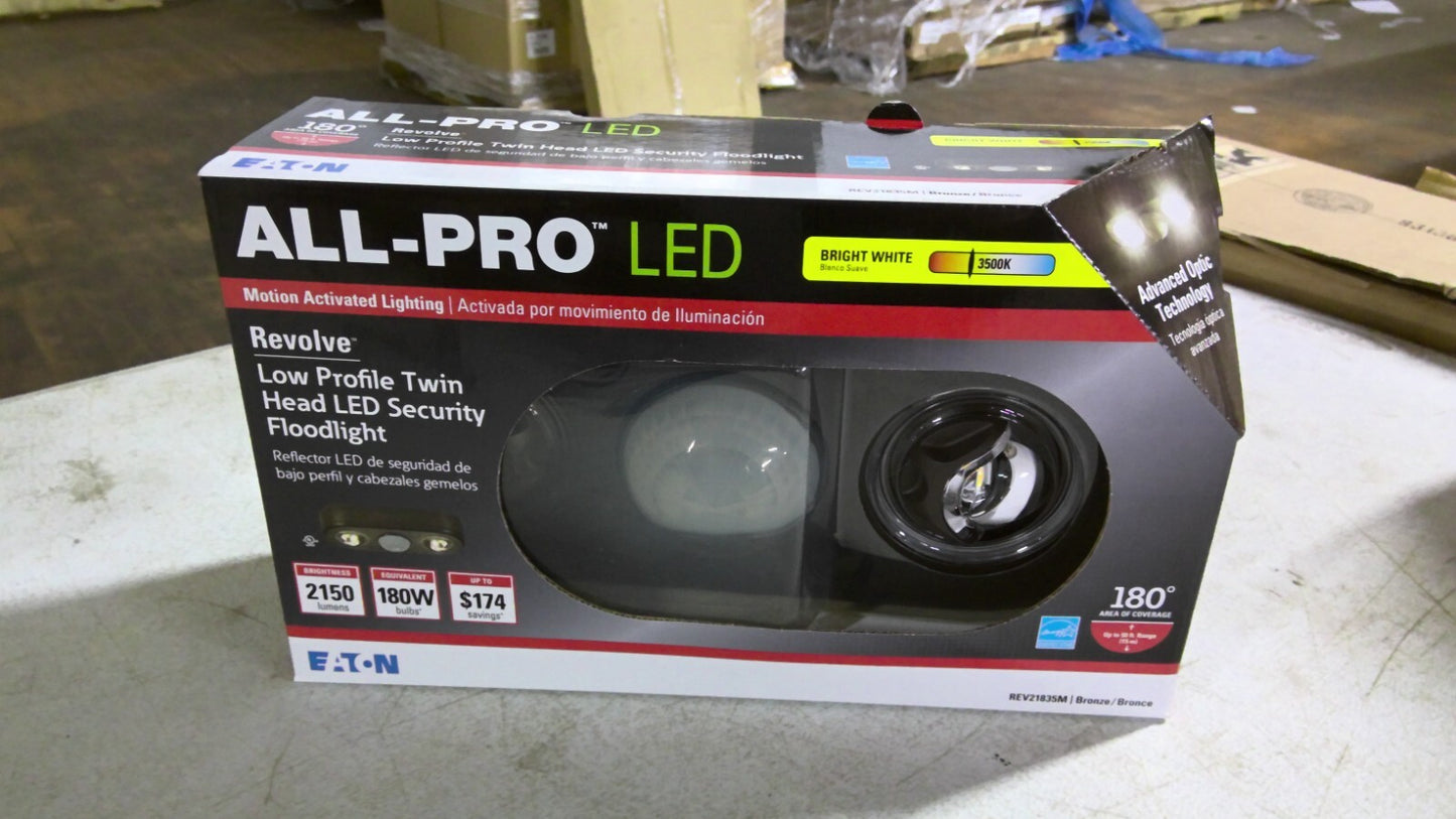 EATON ALL-PRO REVOLVE LOW PROFILE TWIN HEAD LED SECURITY FLOODLIGHT REV21835M