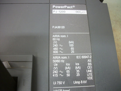 SQUARE D POWERPACT I-LINE PJ CIRCUIT BREAKER PJA36120 1200AMP 600VOLT 3POLE