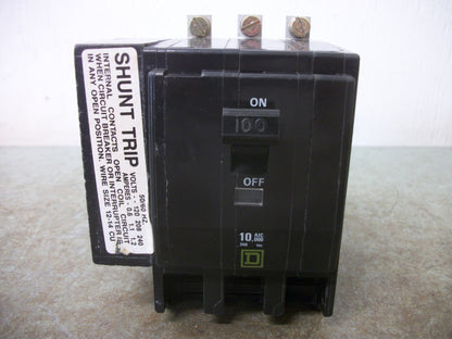 SQUARE D QOB CIRCUIT BREAKER QOB31001021 100AMP 240VOLT 3POLE W/SHUNT