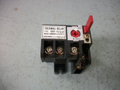 YASKAWA THERMAL OVERLOAD RELAY RHP-15/4.5F 4.5AMP NOB
