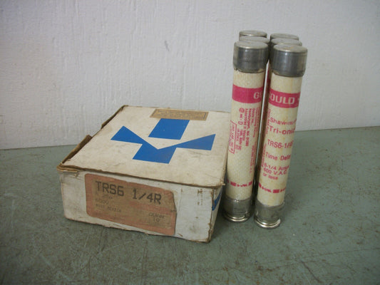 GOULD SHAWMUT BOX OF 6 TRI-ONIC FUSES TRS6-1/4R 6-1/4AMP 600VOLT NIB