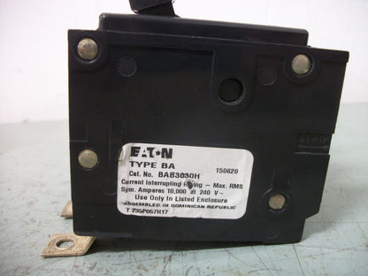 CUTLER-HAMMER BA CIRCUIT BREAKER BAB3030H 30AMP 240VOLT 3POLE NOB