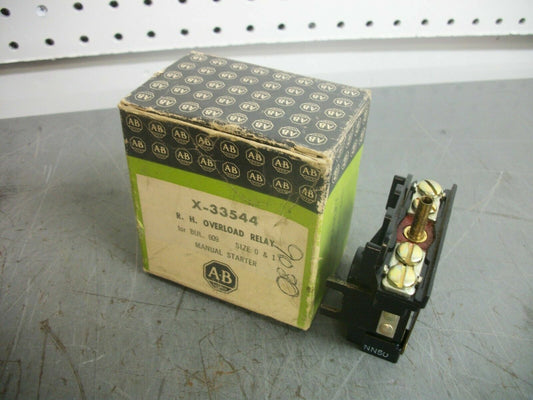 ALLEN-BRADLEY SIZE 0-1 MANUAL STARTER R.H. OVERLOAD RELAY X-33544 NIB