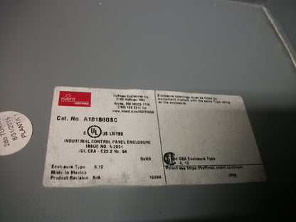 HOFFMAN 18 X 18 X 6 GASKETED SCREW COVER ENCLOSURE TYPE 3,12 A18186GSC NEW