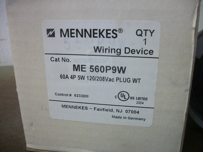 MENNEKES PIN & SLEEVE PLUG ME560P9W 60AMP 120/208VOLT 4P 5W NIB