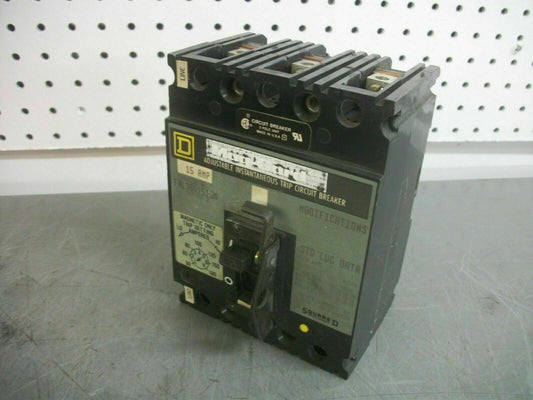 SQUARE D MAG-GARD FAL CIRCUIT BREAKER FAL3601513M 15AMP 600VOLT 3POLE GRAY