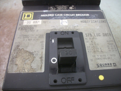 SQUARE D I-LINE FA CIRCUIT BREAKER FA36090 90AMP 600VOLT 3POLE GRAY
