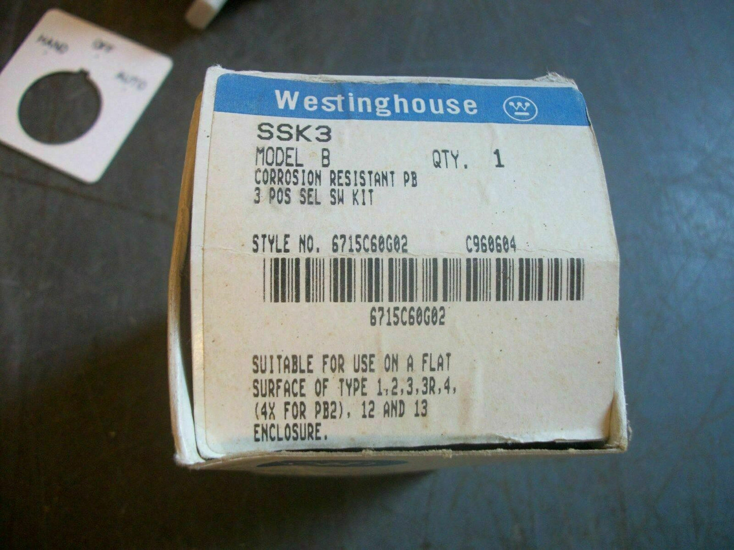 WESTINGHOUSE 3-POSITION CORROSION RESISTANT SELECTOR SWITCH SSK3 *NIB*