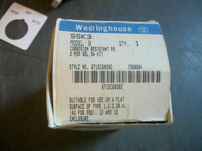 WESTINGHOUSE 3-POSITION CORROSION RESISTANT SELECTOR SWITCH SSK3 *NIB*