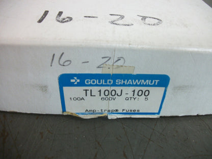 GOULD SHAWMUT BOX OF 5 TEST LIMITER FUSES TL100J-100 100AMP 600VOLT NIB