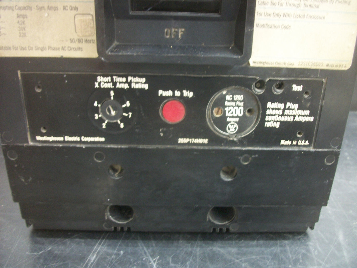 WESTINGHOUSE SELTRONIC NC CIRCUIT BREAKER NC31200F 1200AMP 600VOLT 3POLE W/1200A