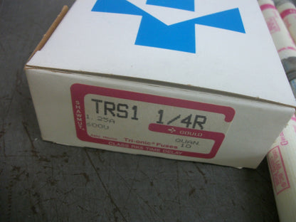 GOULD SHAWMUT BOX OF 6 TRI-ONIC FUSES TRS1-1/4R 1-1/4AMP 600VOLT NIB