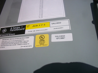 GE A SERIES PANELBOARD TYPE 3R 37.5L X 20W ENCLOSURE ONLY AB373 NOB