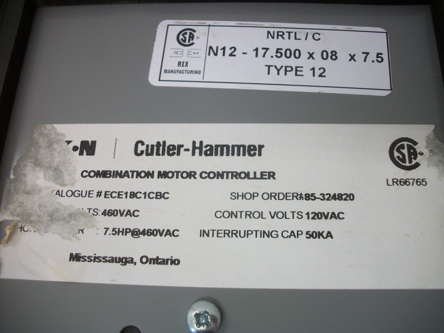 ALLEN-BRADLEY STARTER COMBO TYPE 12 100-C16*10 120VCOIL 30AMP FUSIBLE