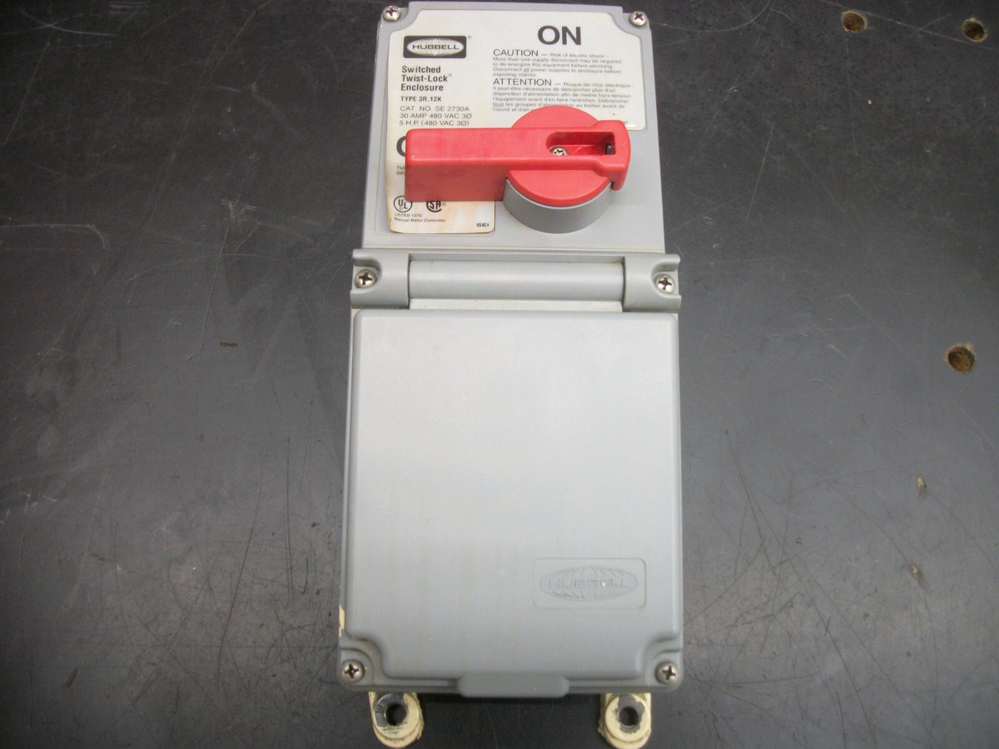 HUBBELL SWITCHED TWIST-LOCK ENCLOSURE 3R,12 SE2730A 30AMP 480VOLT