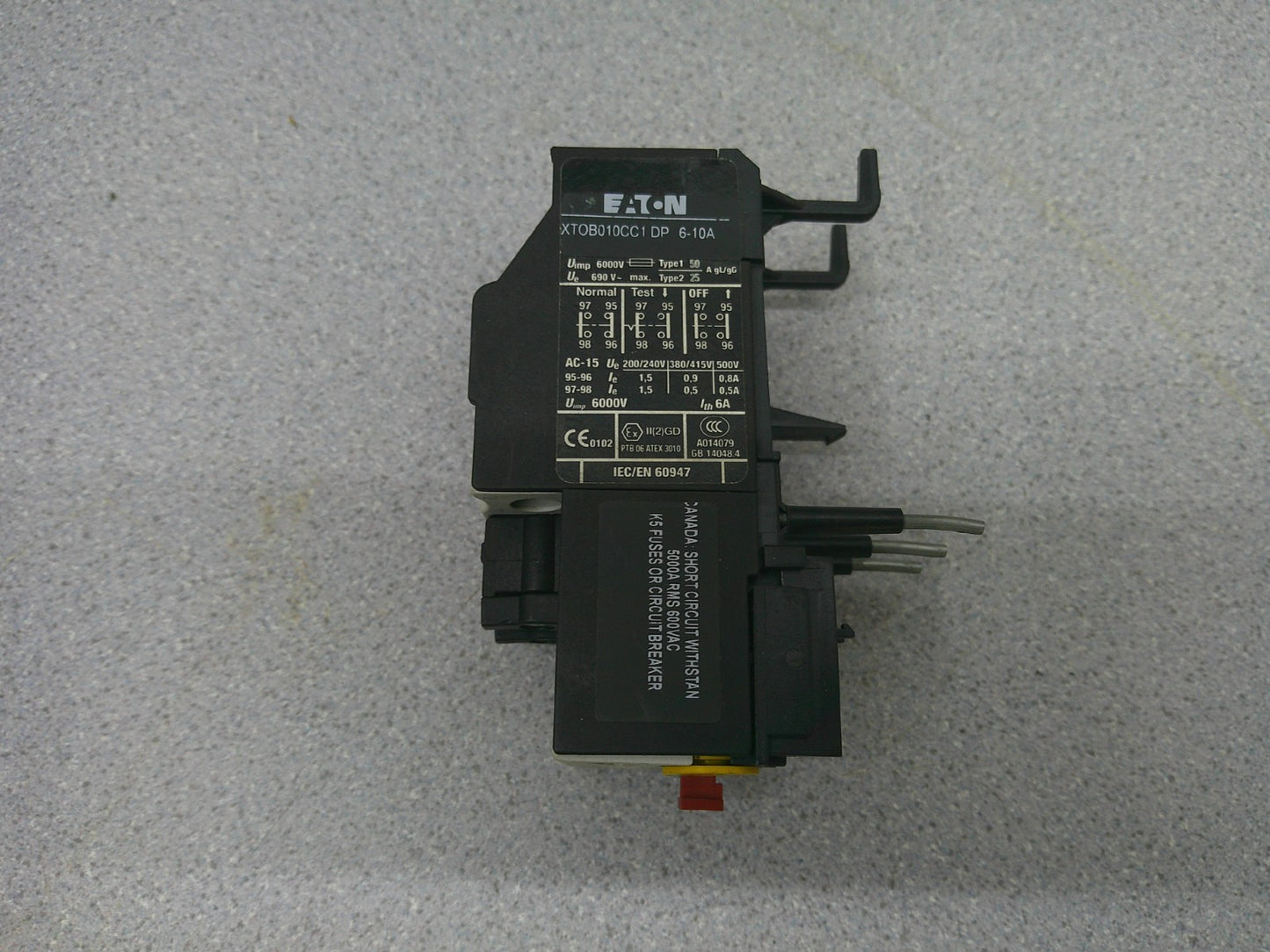 CUTLER-HAMMER THERMAL OVERLOAD RELAY XTOB010CC1DP 6-10AMP