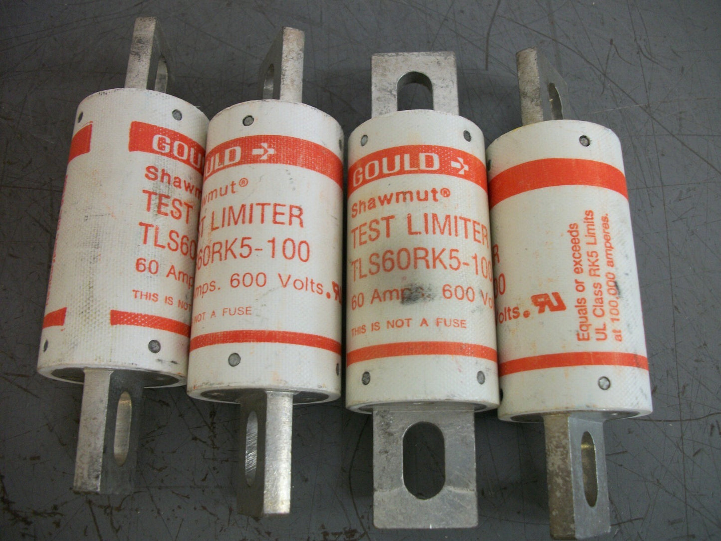 GOULD SHAWMUT LOT OF 4 TEST LIMITER FUSES TLS60RK5-100 60AMP 600VOLT NOB