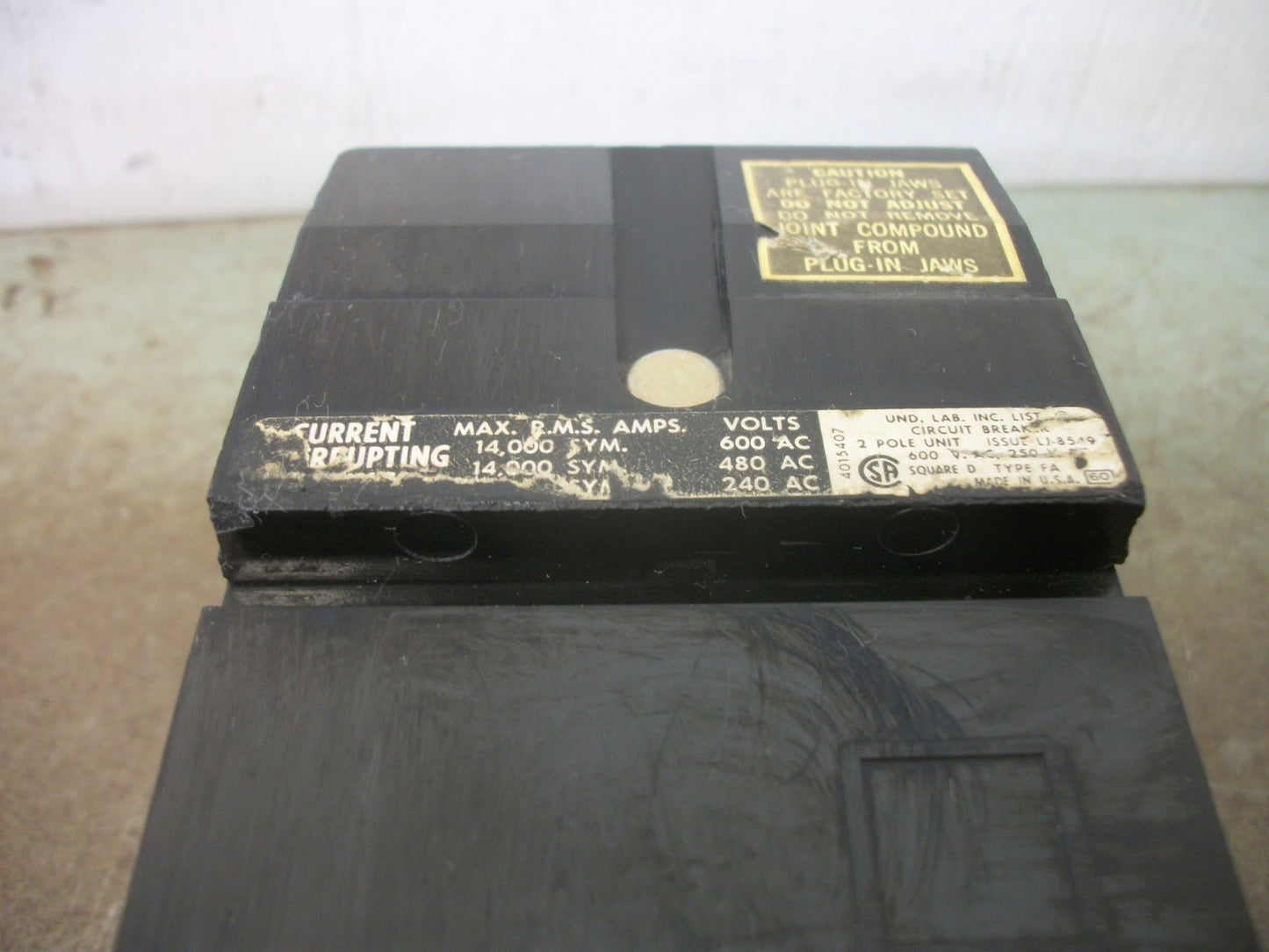 SQUARE D I-LINE FA CIRCUIT BREAKER FA26020AB 20AMP 600VOLT 2POLE BLACK