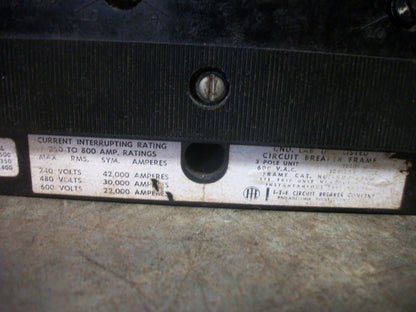 SIEMENS ITE KM3 CIRCUIT BREAKER KM3F800 800AMP 600VOLT 3POLE W/800A TRIP