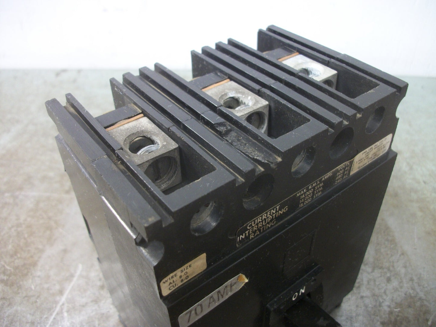 SQUARE D FAL CIRCUIT BREAKER FAL36070 70AMP 600VOLT 3POLE BLACK