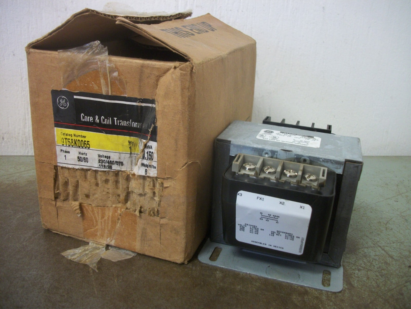 GE 0.150KVA 1PH TRANSFORMER 9T58K0065 HV 230X575 LV 95/115 NIB
