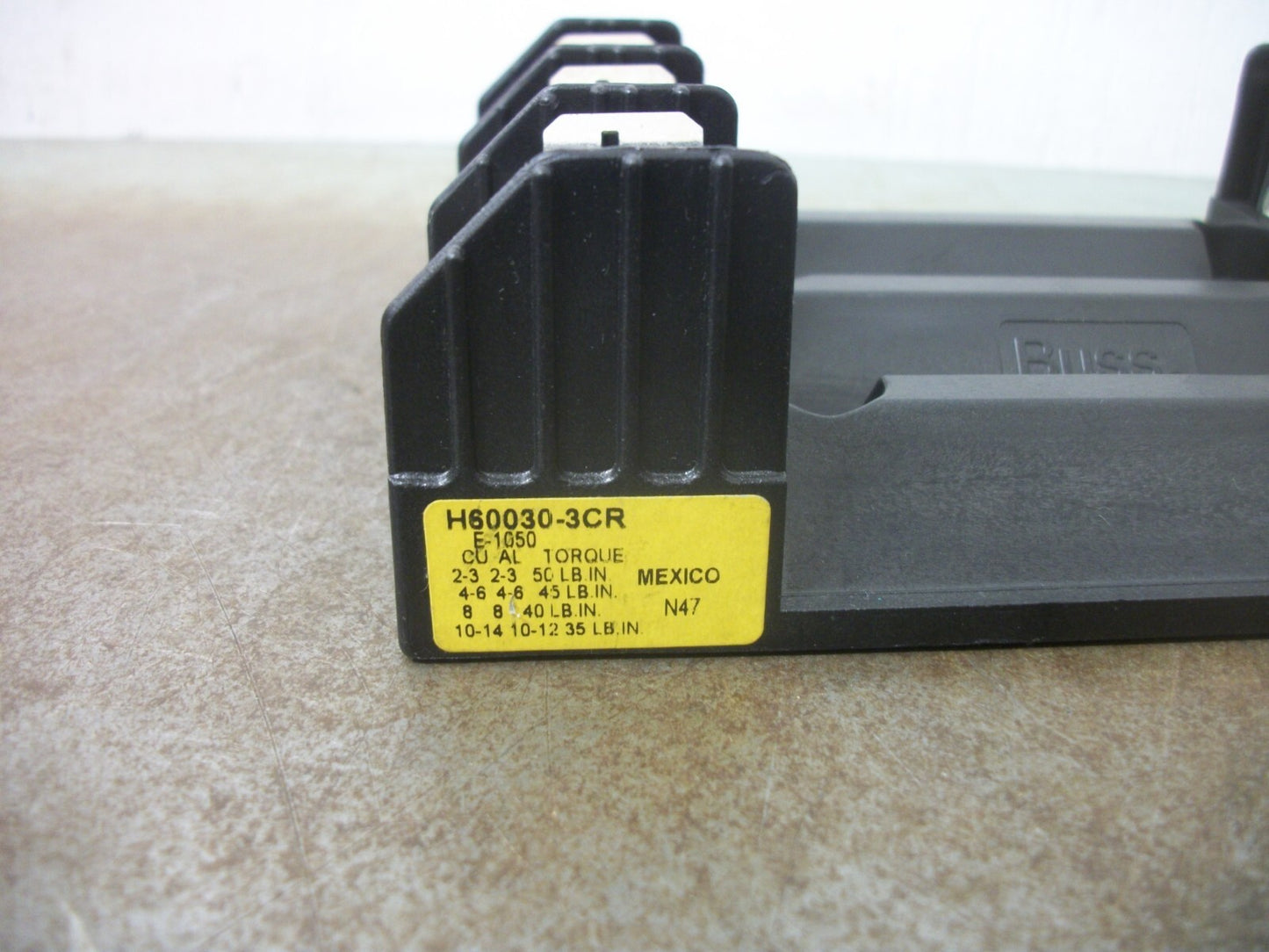 BUSSMANN CLASS H FUSEHOLDER H60030-3CR 30AMP 600VOLT 3POLE NOB