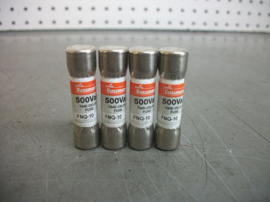 BUSSMANN LOT OF 4 TRON FUSES FNQ-10 10AMP 500VOLT NOB