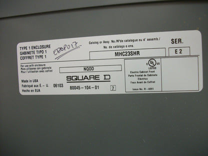 SQUARE D NQOD LOAD CENTER PANELBOARD NQOD12186402650520001 100A 240D/120V 3PH 4W