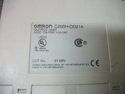 OMRON 24VDC 1.0AMP POINT 4.0AMP OUTPUT UNIT C200H-OD21A